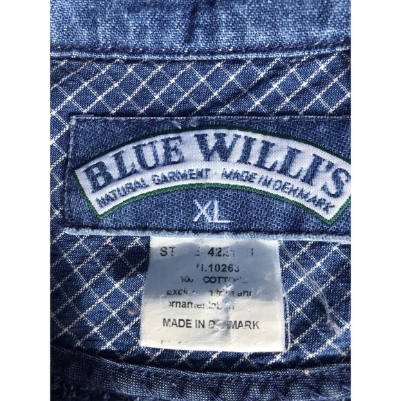 Vtg Danish Blue Willi’s Zip Natural Cotton Knit Sweater Denim Jacket Women’s XL - Picture 4 of 16